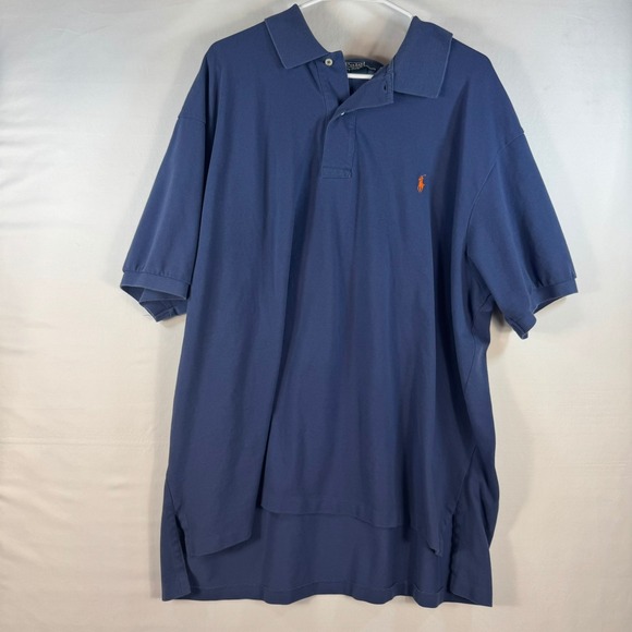 Polo Ralph Lauren Other - Polo Ralph Lauren Men 3XB Big Blue Short Sleeve Cotton Pique Polo Orange Logo